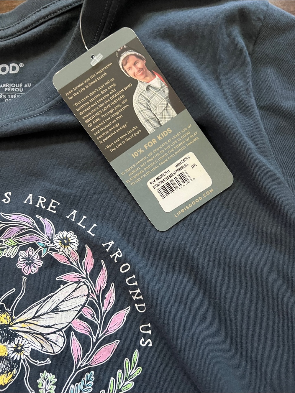 Life Is Good Navy Floral Bee Graphic Tee - Picture 4 of 4